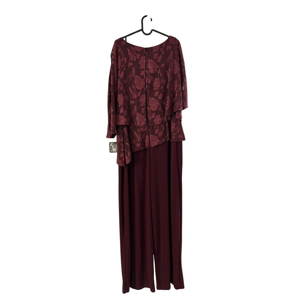 R&M Richards Premium Formal Jumpsuit Womens 18W Wine NWT Floral Lace Overlay - Picture 16 of 16